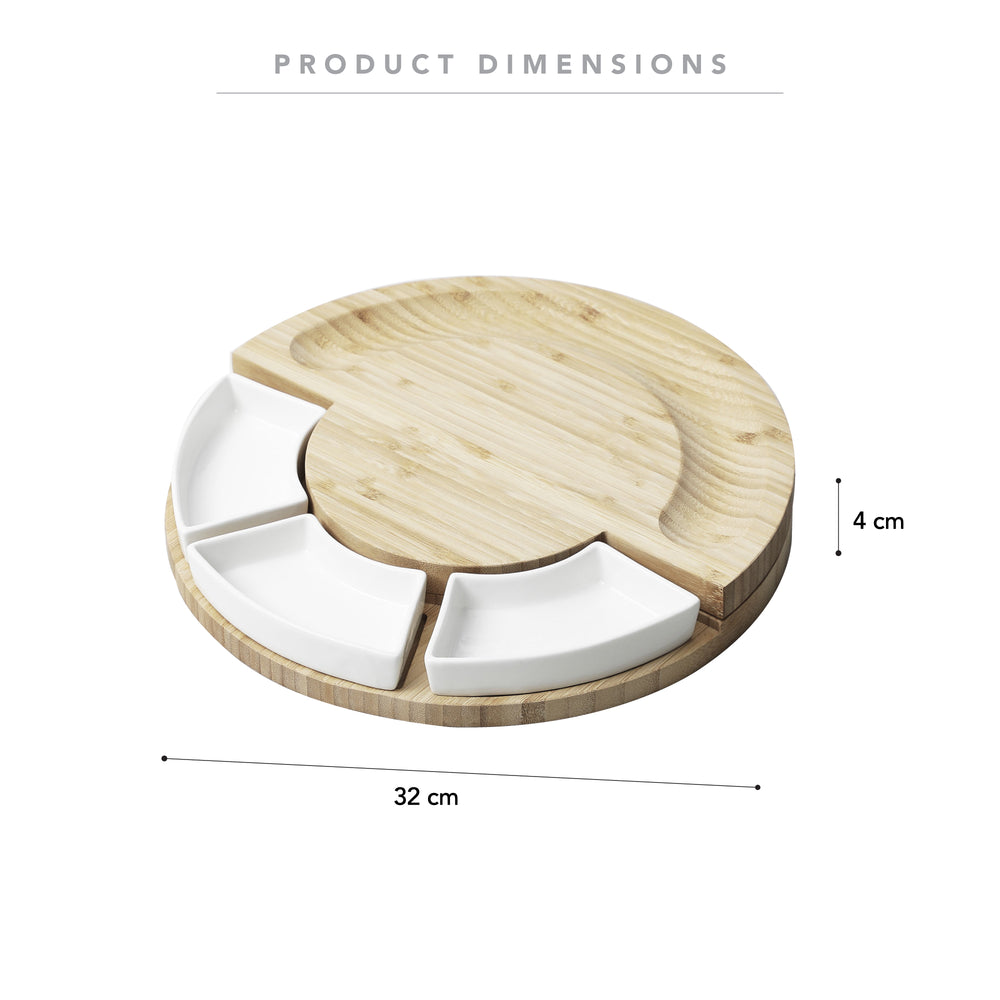 9-Piece Round Bamboo Cheese Platter Board Tray