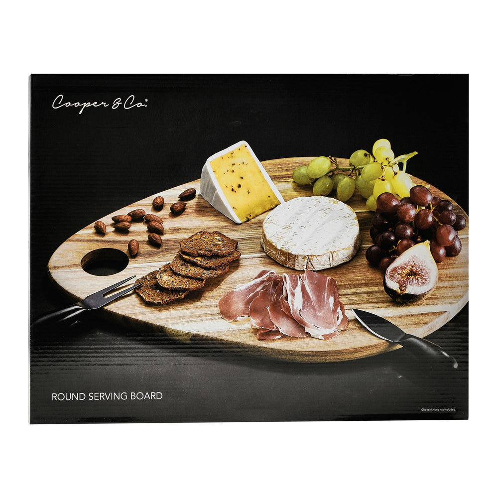 Round Solid Wood Platter Cheese Serving Board