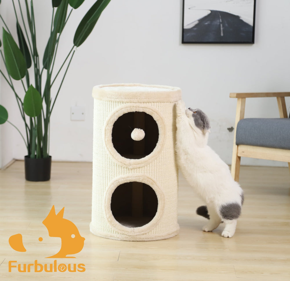 Furbulous Cat Tower 2 level Condo with Dangle Toy
