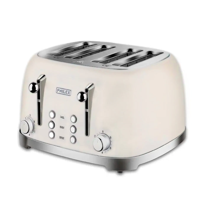 Philex Retro 4 Slice Toaster Off White 1650W