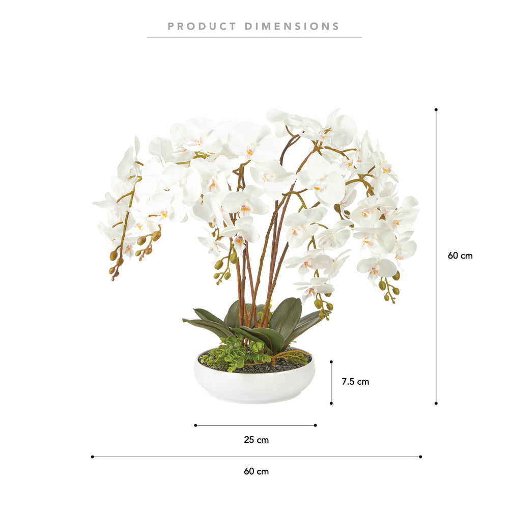 Marketlane Large 60cm White Orchid Potted Faux Plant