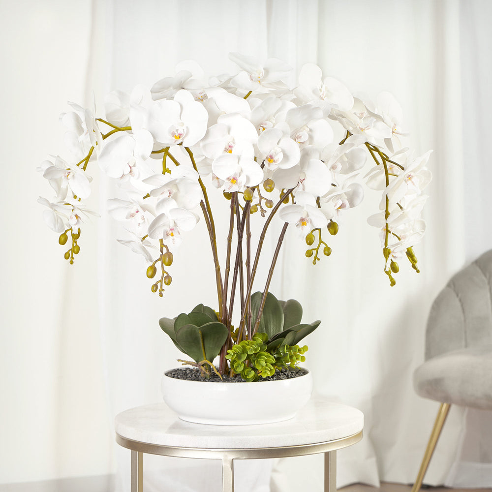 Marketlane Large 60cm White Orchid Potted Faux Plant
