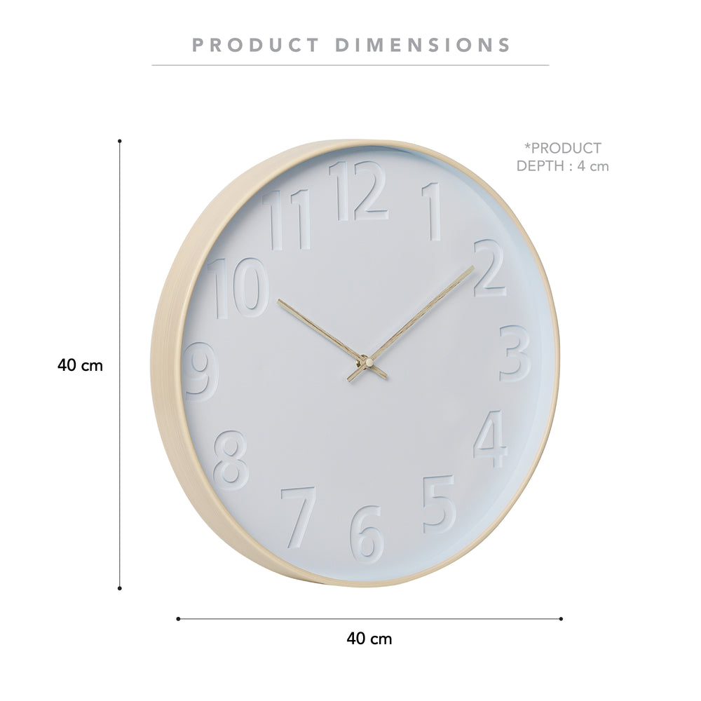 Anders 40cm Round Silent Non-Ticking Wall Clock White