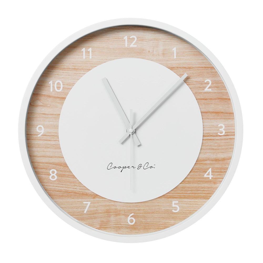 35cm Round Silent Non-Ticking Wall Clock Natural