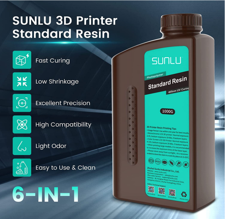 3d Printing Resin 405nm UV Curing &amp; Filters 1kg - Grey