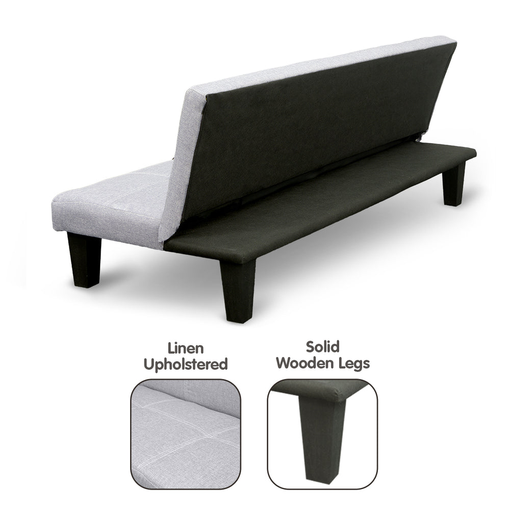 Sarantino Liv 2-Seater Tufted Linen Sofa Bed - Light Grey