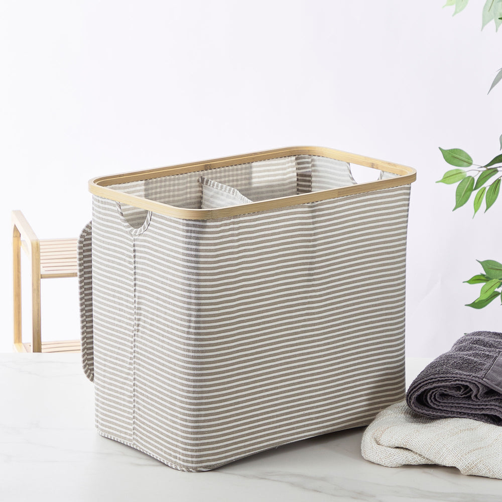 Marketlane Laundry Foldable Twin Hamper Basket With Handles