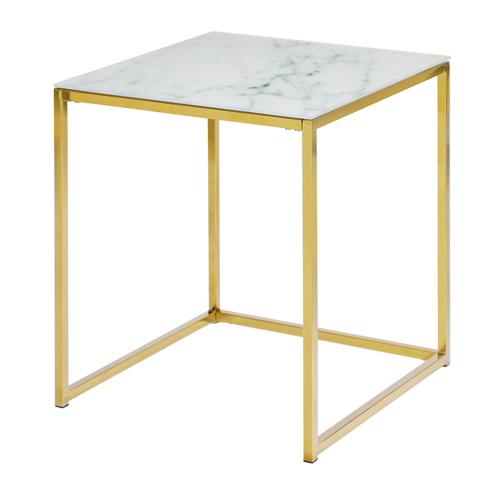 Marketlane Set Of Two Marble Side Tables - Gold