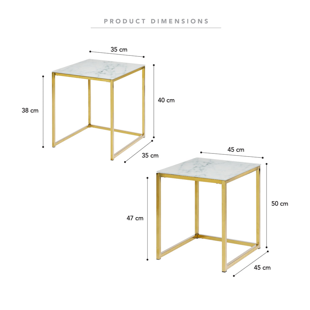 Marketlane Set Of Two Marble Side Tables - Gold