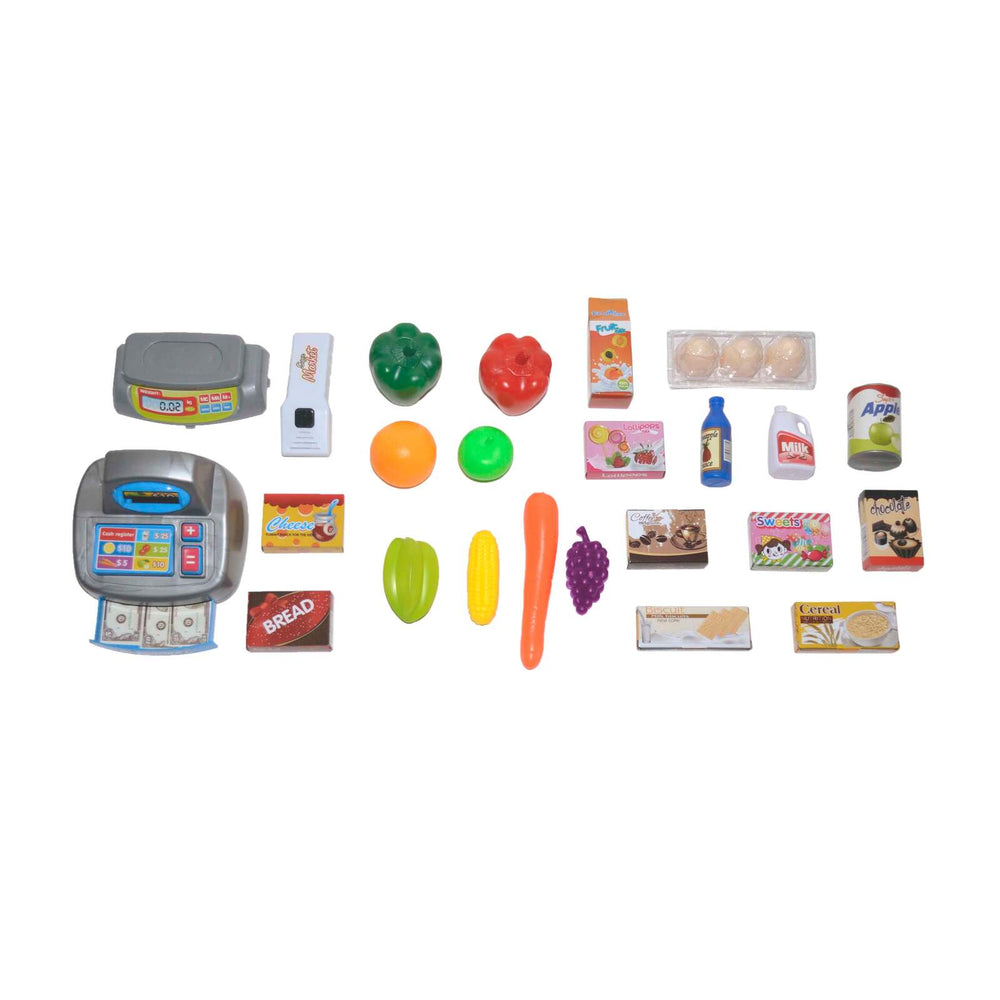 GEM TOYS Children&#39;s Home Supermarket w/ Toy Cash Register, Trolly, Fruit &amp; More