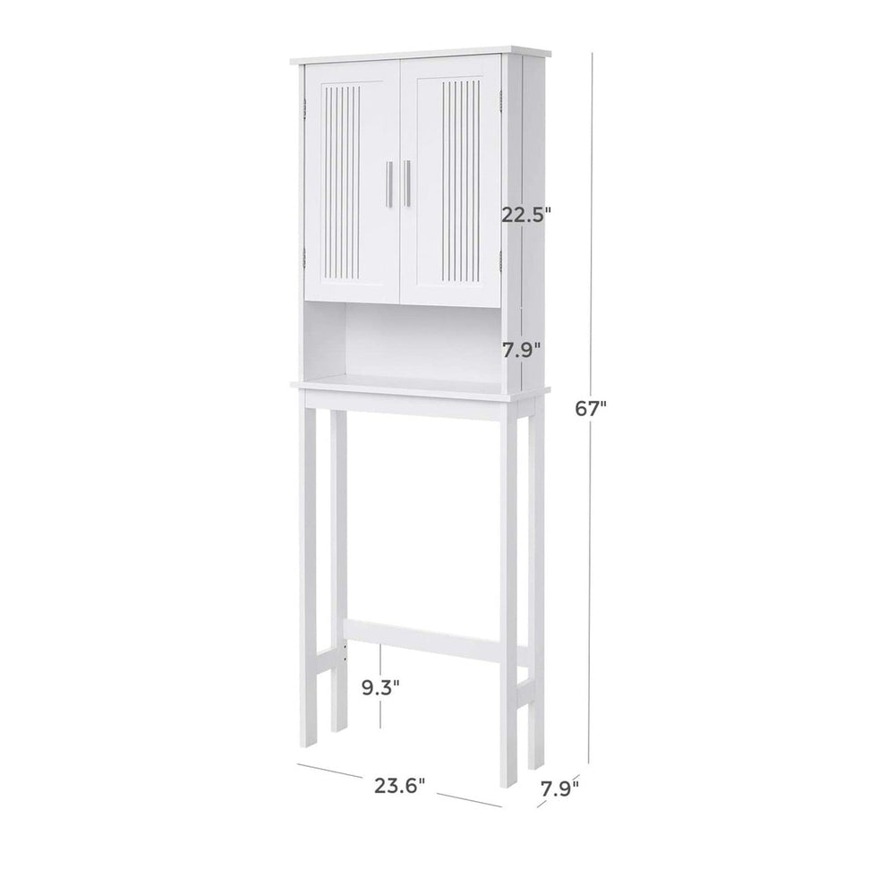 VASAGLE Toilet Shelf with Shelf and Double Doors White