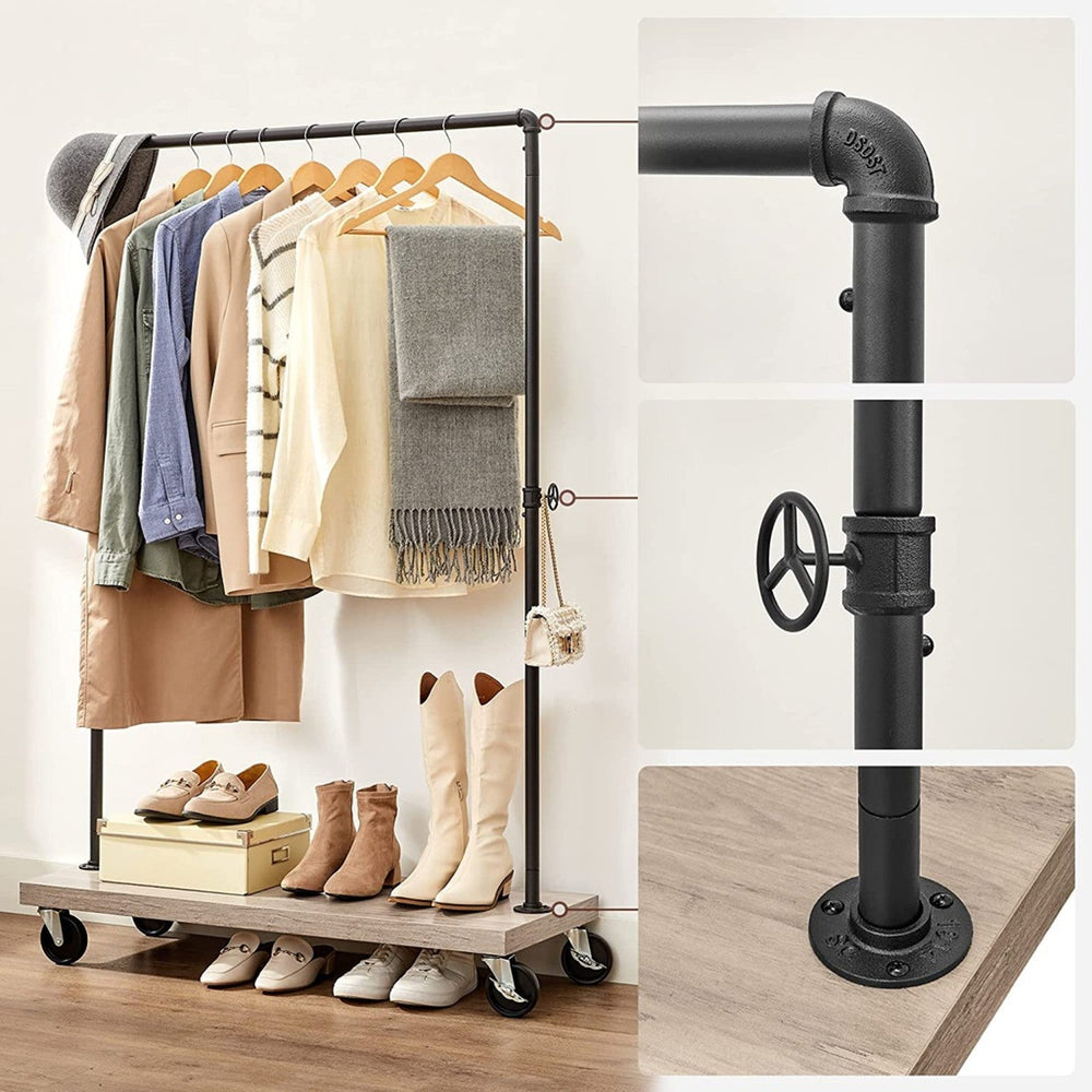 VASAGLE Clothes Rack with Wheels Greige