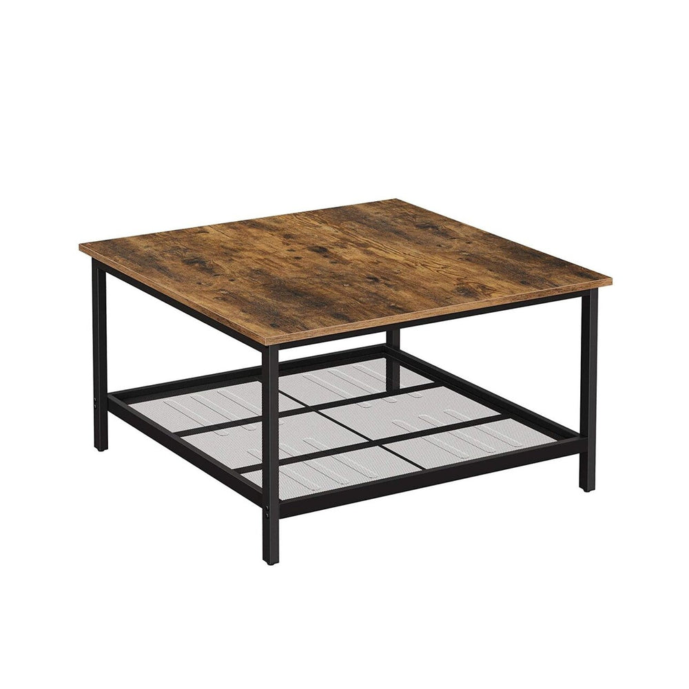VASAGLE Industrial Style Rustic Brown and Black Square Coffee Table