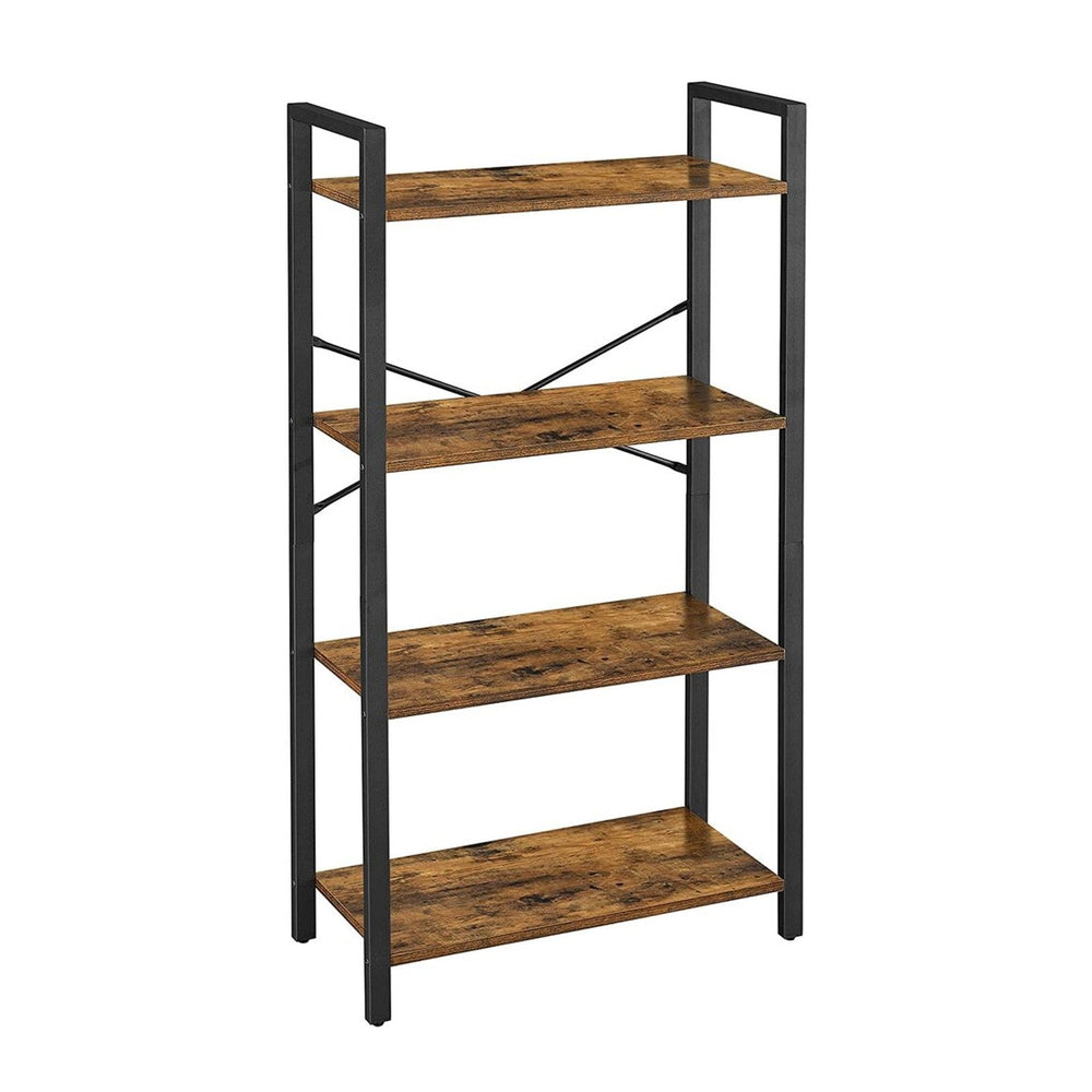 VASAGLE 4-Tier Bookshelf Storage Rack with Steel Frame Industrial Style Rustic Brown and Black