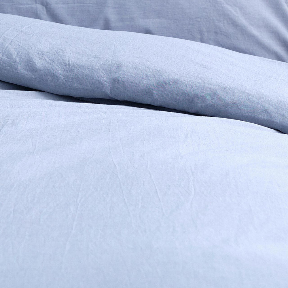 Canningvale Queen Bed Vintage Softwash Cotton Quilt Cover Set Denim Melange