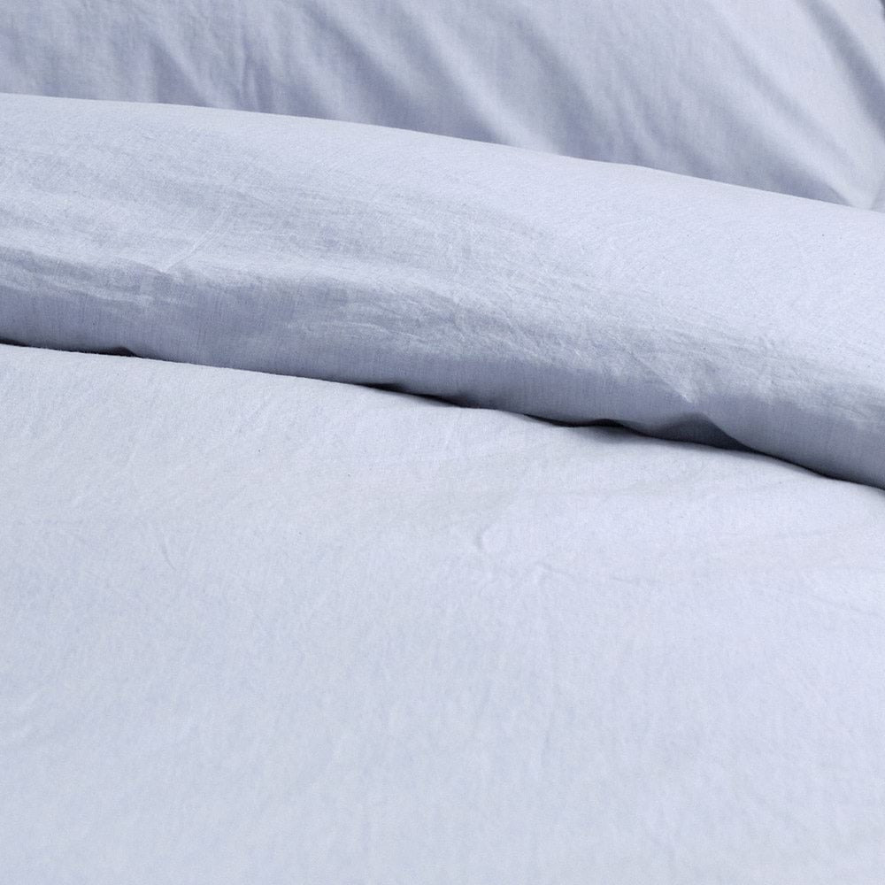 Canningvale Queen Bed Quilt Cover Set Vintage Softwash Cotton Misty Blue