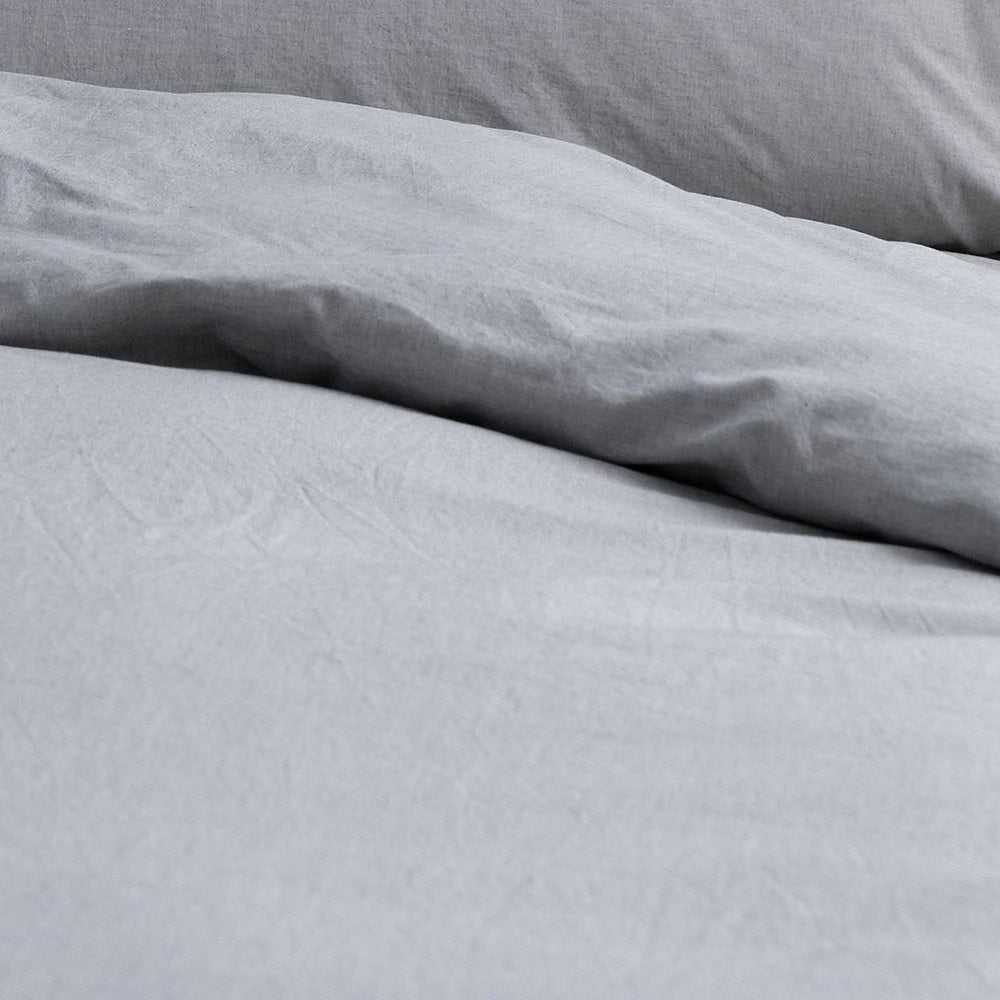 Canningvale King Bed Vintage Softwash Cotton Quilt Cover Set Smokey Grey Melange