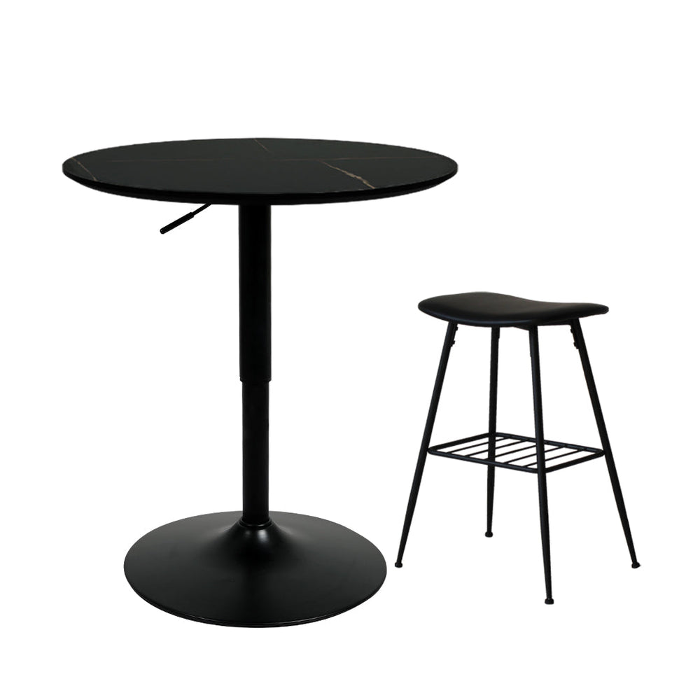 Levede 1XBar Table +2XBar Stools Set Kitchen Pub Cafe Table Chair PU Leather