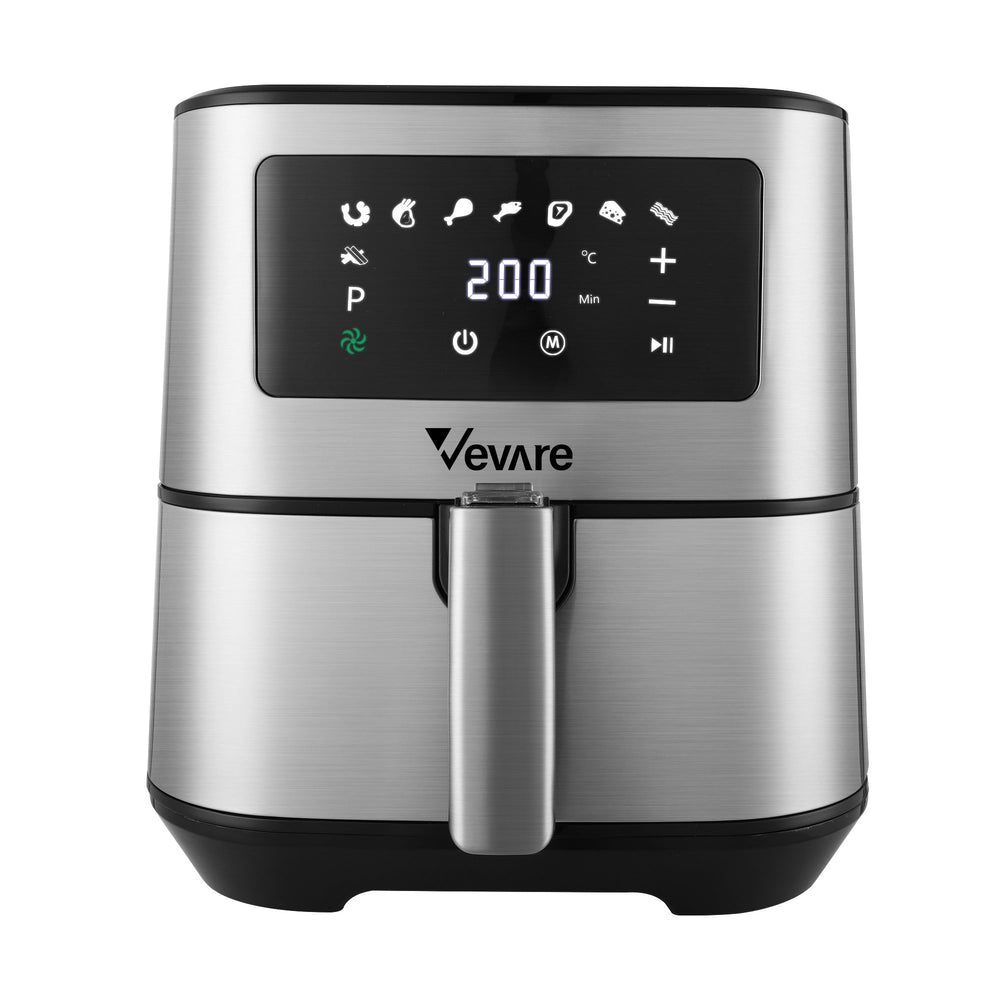 Vevare Air Fryer 5.5L LCD Airfryers Electric Oven Oil Free Kitchen Cooker Silver