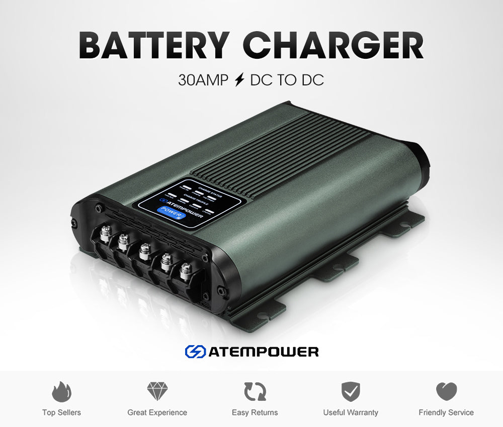 ATEM POWER 30A DC to DC Battery Charger 12V Dual Battery System Kit Isolator