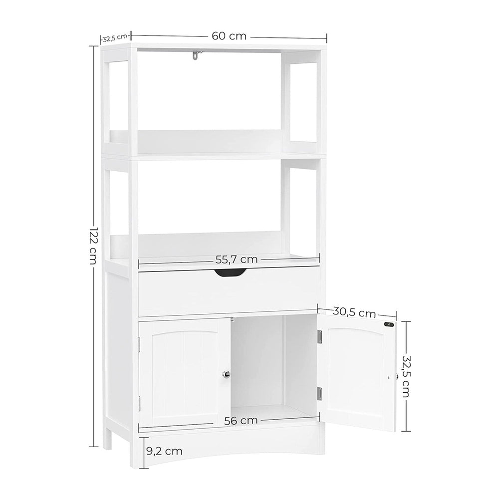 VASAGLE Floor Cabinet Tallboy Washroom Storage Cabinet Organiser Cupboard