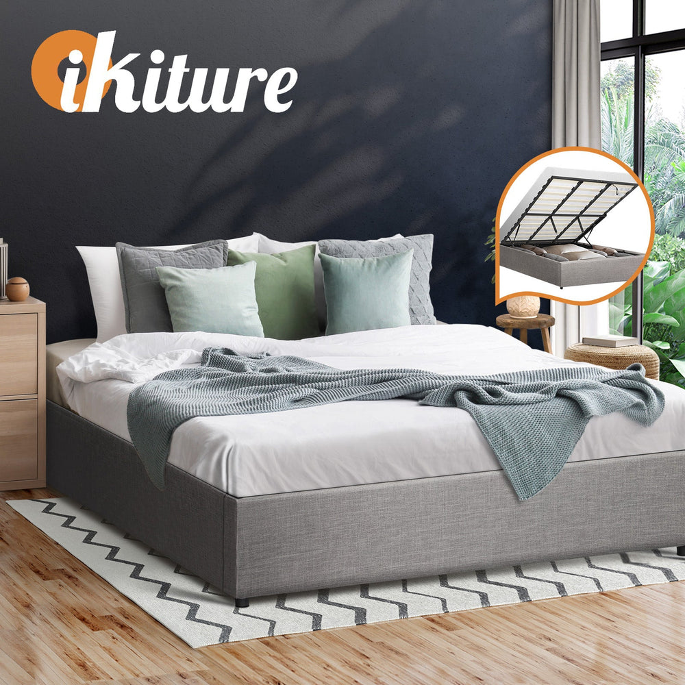 Oikiture Bed Frame King Size Gas Lift Base With Storage Mattress Base Platform