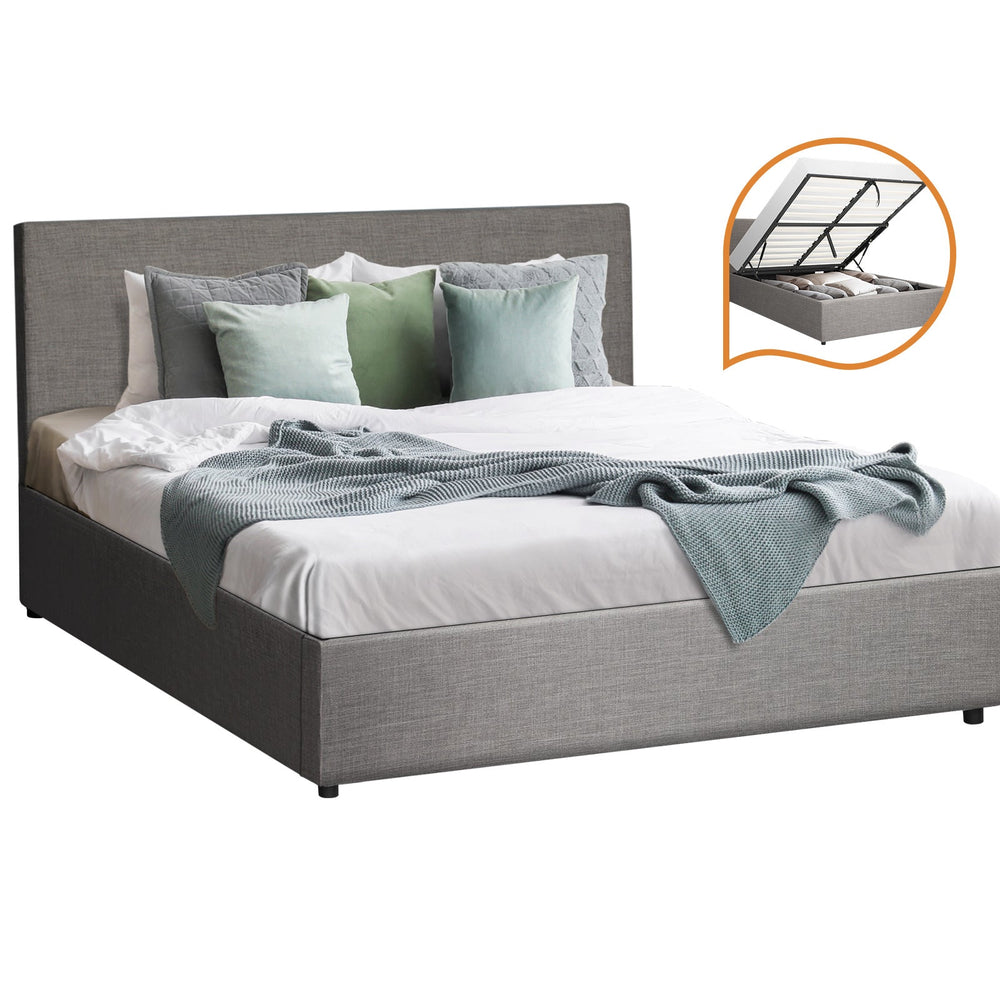 Oikiture Bed Frame Queen Size Gas Lift Base With Storage Mattress Base Fabric