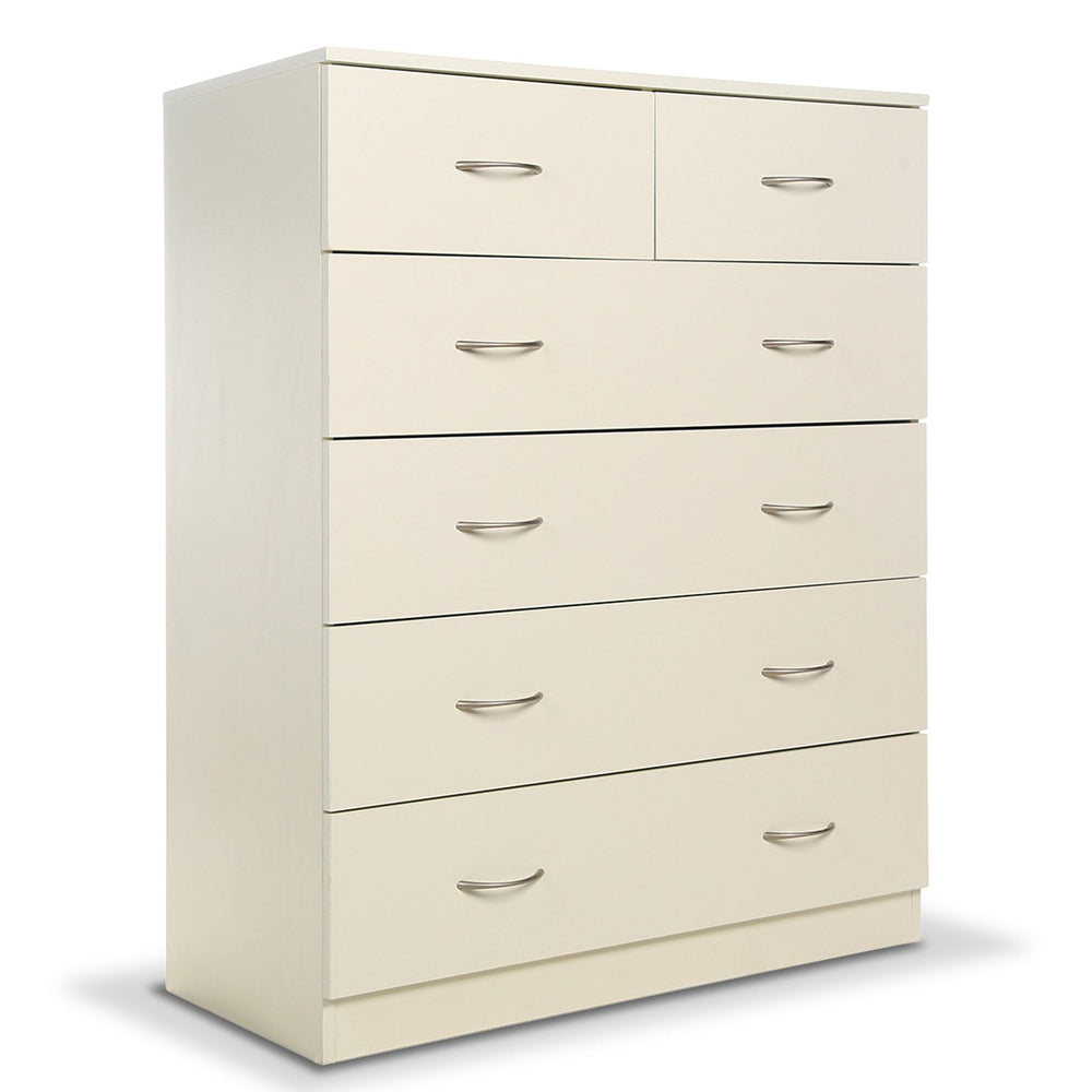 Sarantino Tallboy Dresser 6 Drawers Chest Cabinet - White