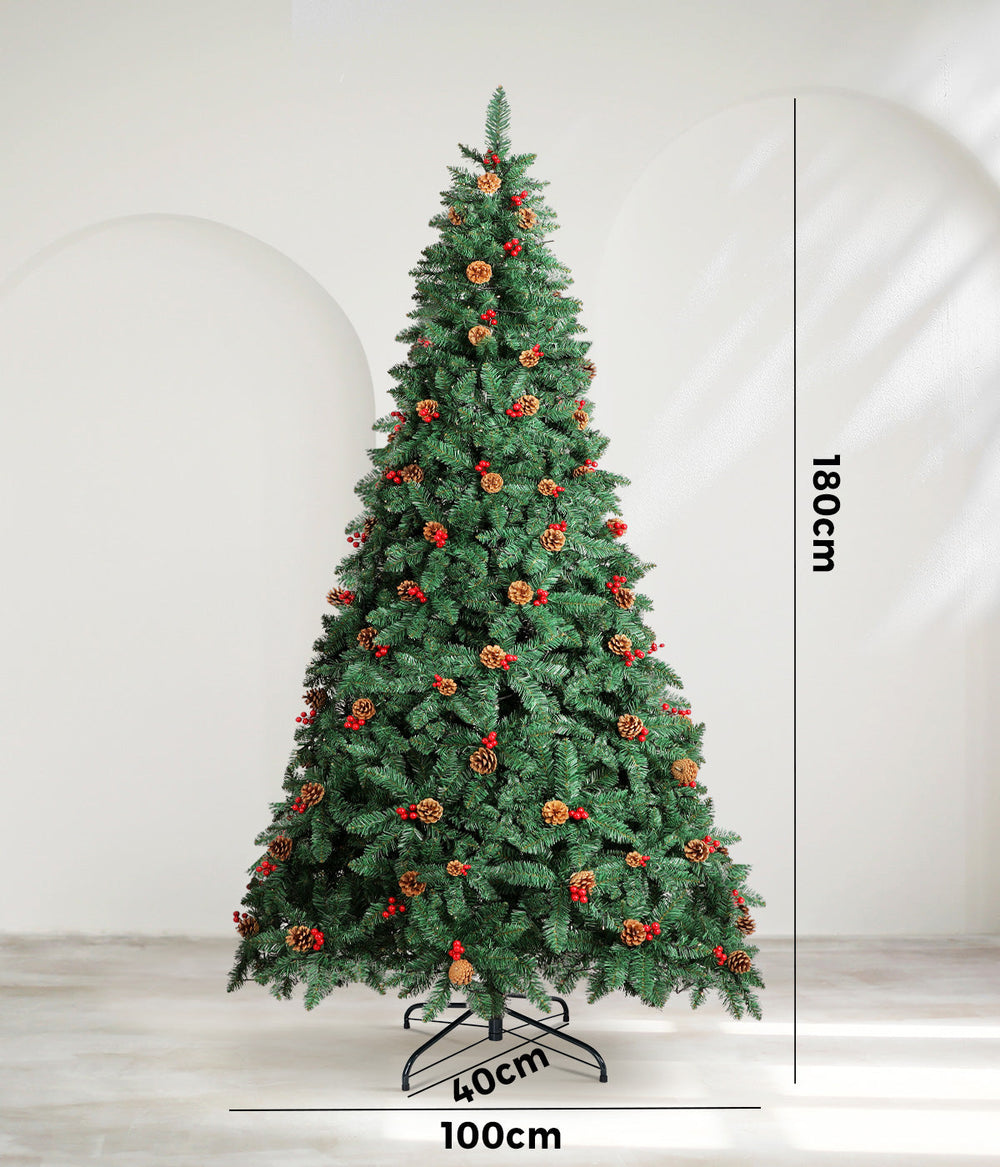 Mazam LED Christmas Tree 1.8M 6FT Xmas Trees Decorations Green with Ornaments