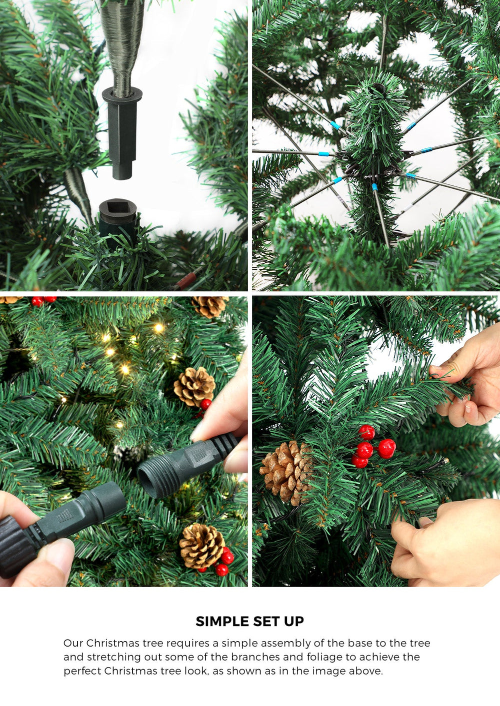 Mazam LED Christmas Tree 2.1M 7FT Xmas Trees Decorations Green with Ornaments