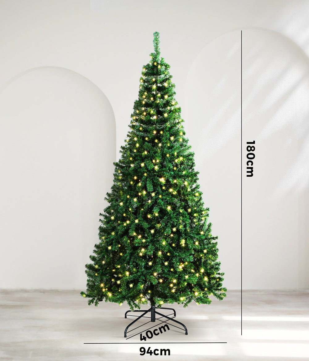 Mazam LED Christmas Tree 1.8M 6FT Xmas Trees Decorations Green 800 Tips