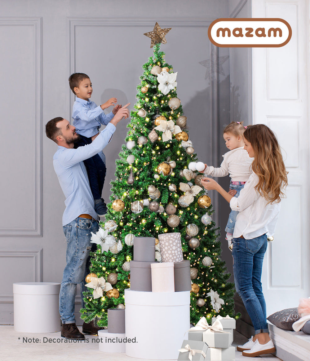 Mazam LED Christmas Tree 2.4M 8FT Xmas Trees Decorations Green 1400 Tips