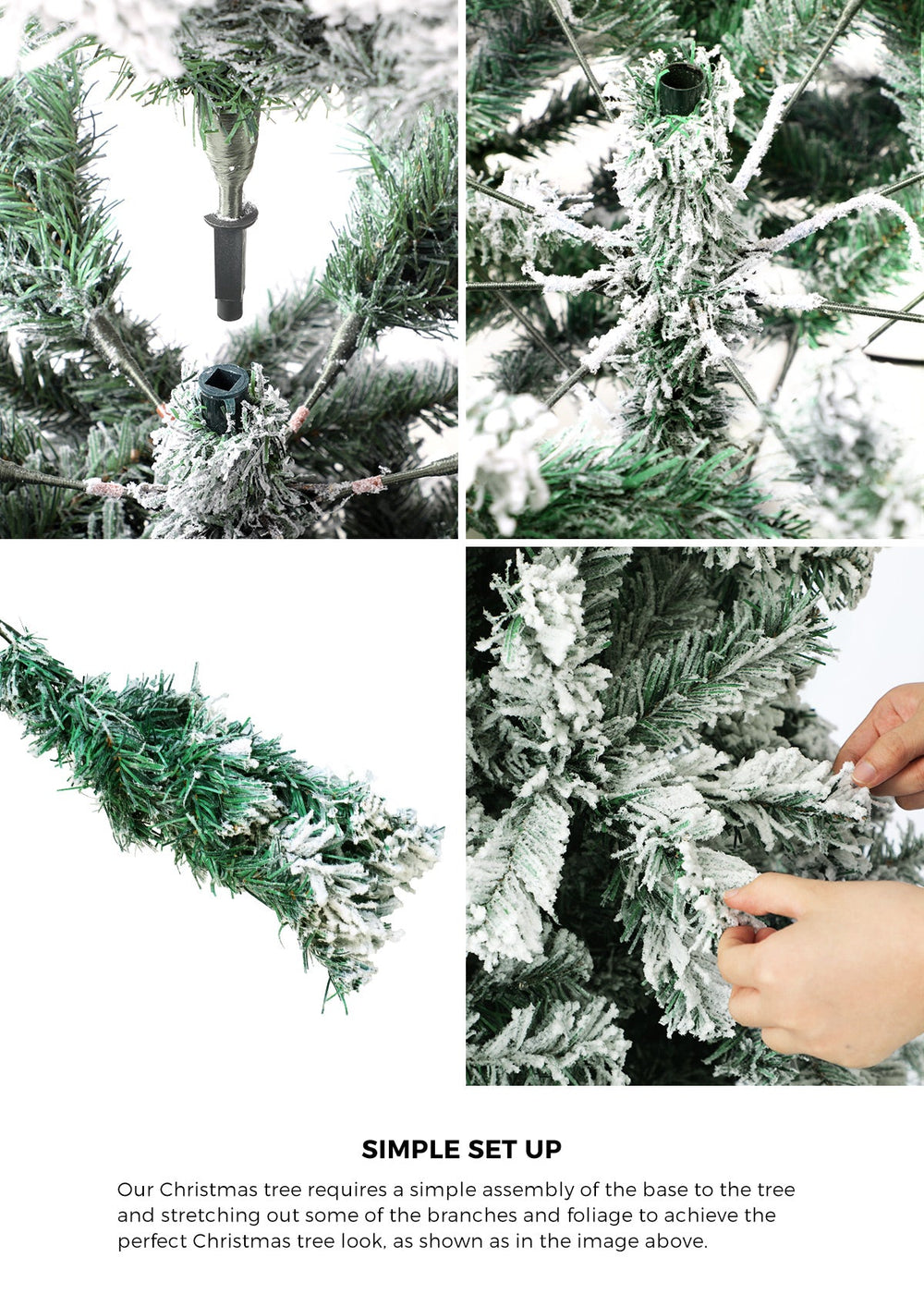 Mazam Christmas Tree 1.8M 6FT Xmas Trees Decorations White Snow Flocked 830 Tips