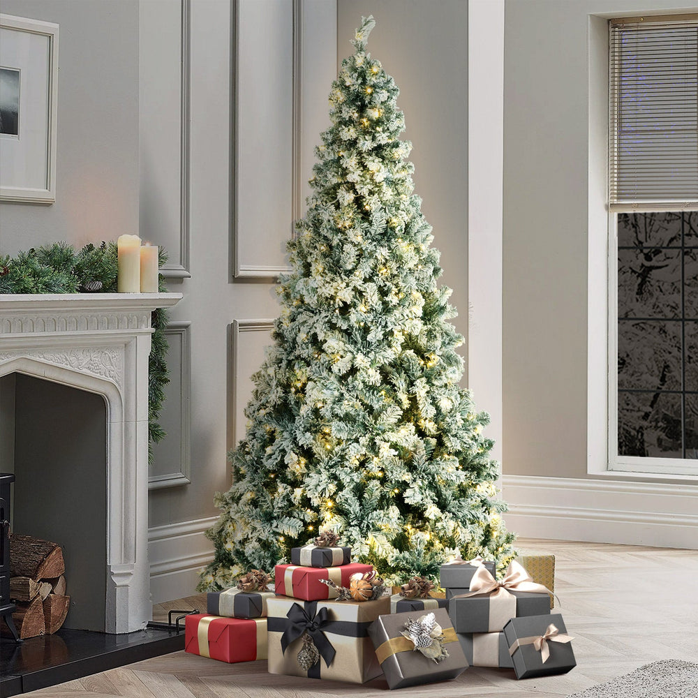 Mazam LED Christmas Tree 2.1M 7FT Xmas Trees White Snow Flocked Decorations