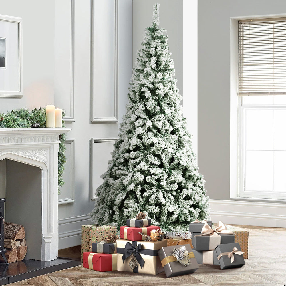 Mazam Christmas Tree 1.8M 6FT Xmas Trees Decorations White Snow Flocked 600 Tips