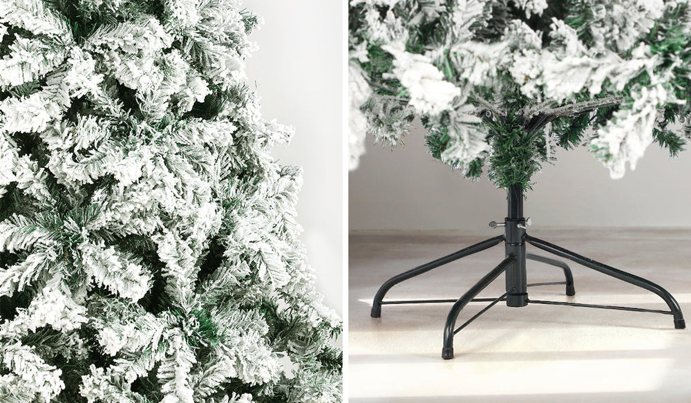 Mazam Christmas Tree 1.8M 6FT Xmas Trees Decorations White Snow Flocked 600 Tips