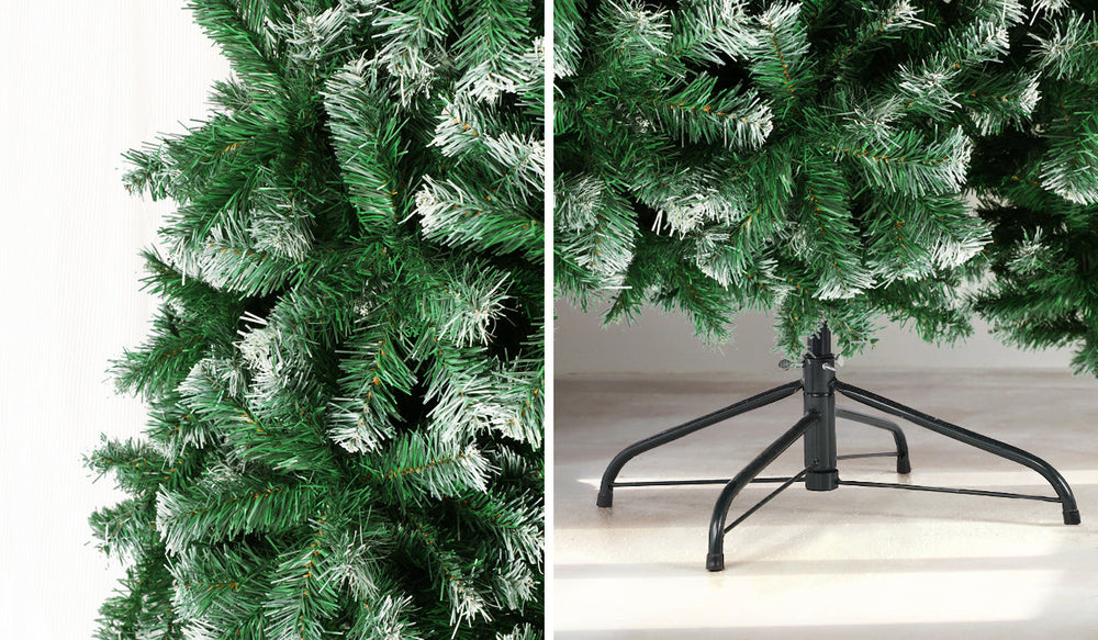 Mazam Christmas Tree 2.1M 7FT Xmas Trees Snowy Decorations Green 1050 Tips