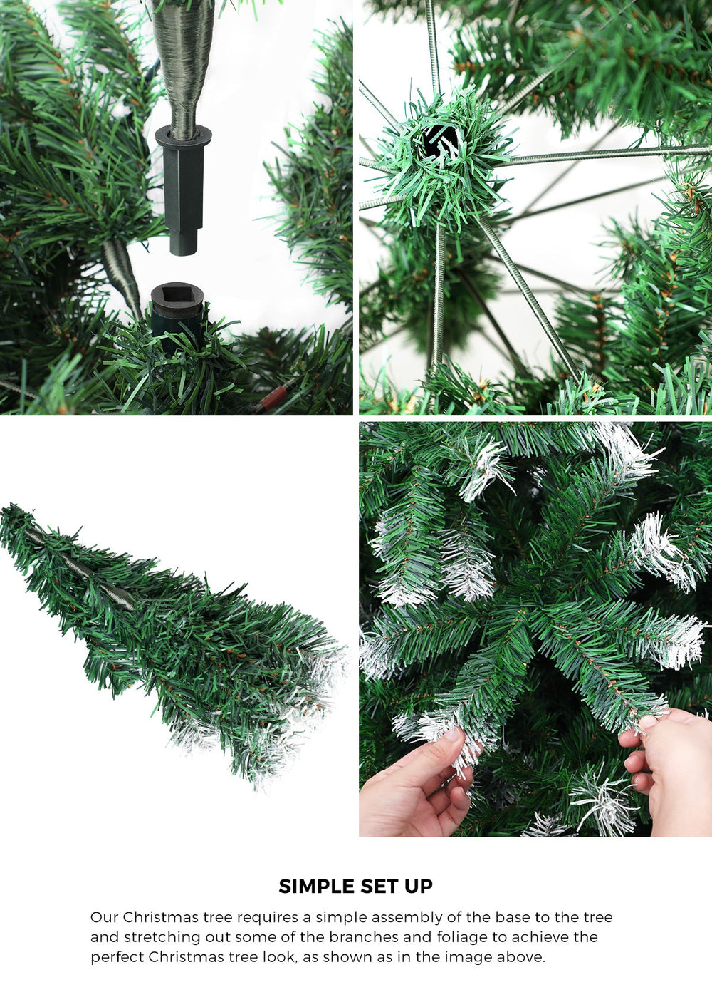Mazam Christmas Tree 2.1M 7FT Xmas Trees Snowy Decorations Green 1050 Tips