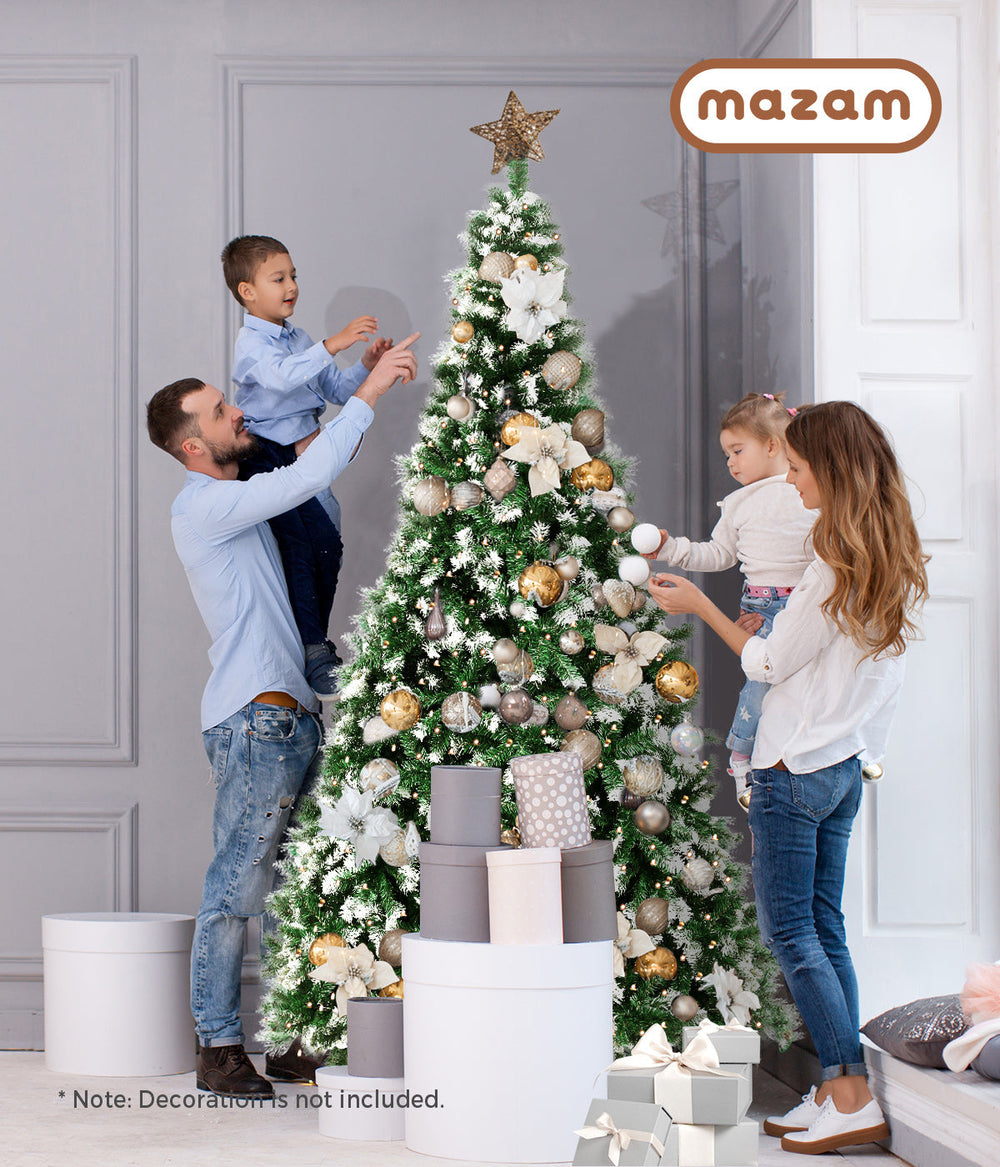 Mazam Christmas Tree 2.4M 8FT Xmas Trees Snowy Decorations Green 1480 Tips