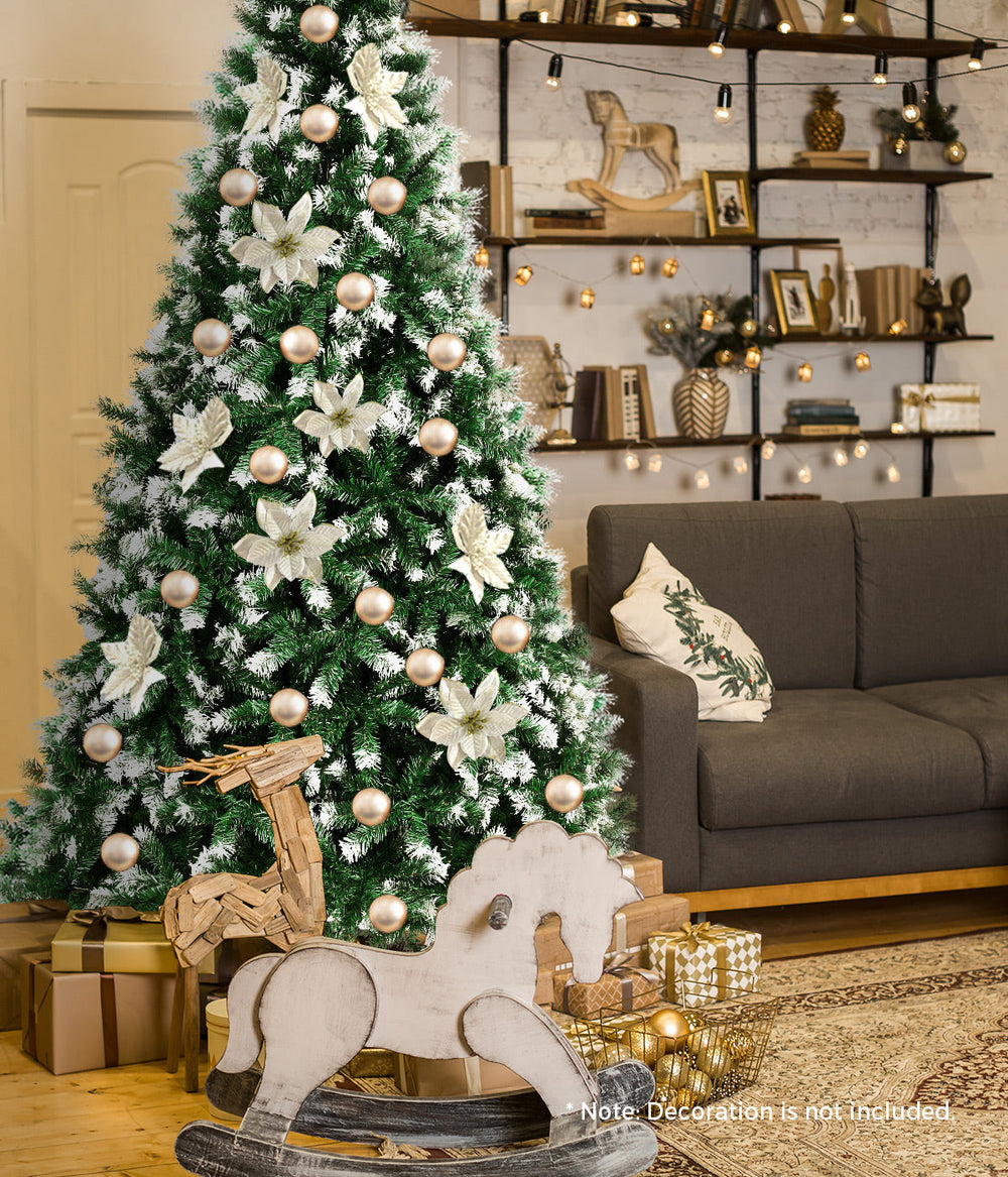 Mazam Christmas Tree 2.4M 8FT Xmas Trees Snowy Decorations Green 1400 Tips