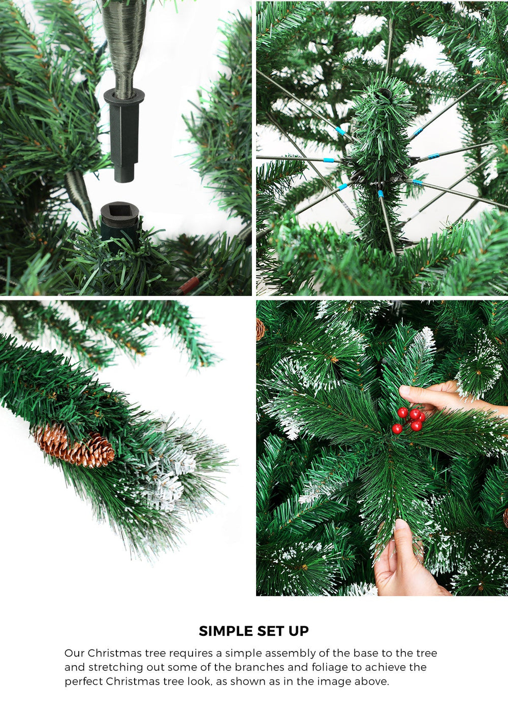 Mazam Christmas Tree 1.8M 6FT Xmas Trees Green with Ornaments Decorations