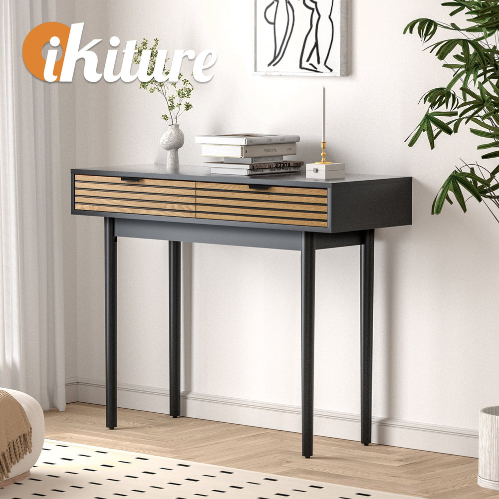 Oikiture Console Table Entry Hallway Side Table Display Desk w/Storage 2 Drawer