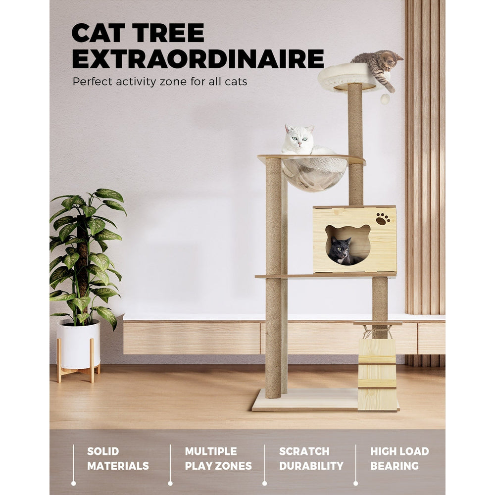 Alopet Cat Tree Trees Wooden Scratching Post Scratcher Tower Condo Pet Furniture