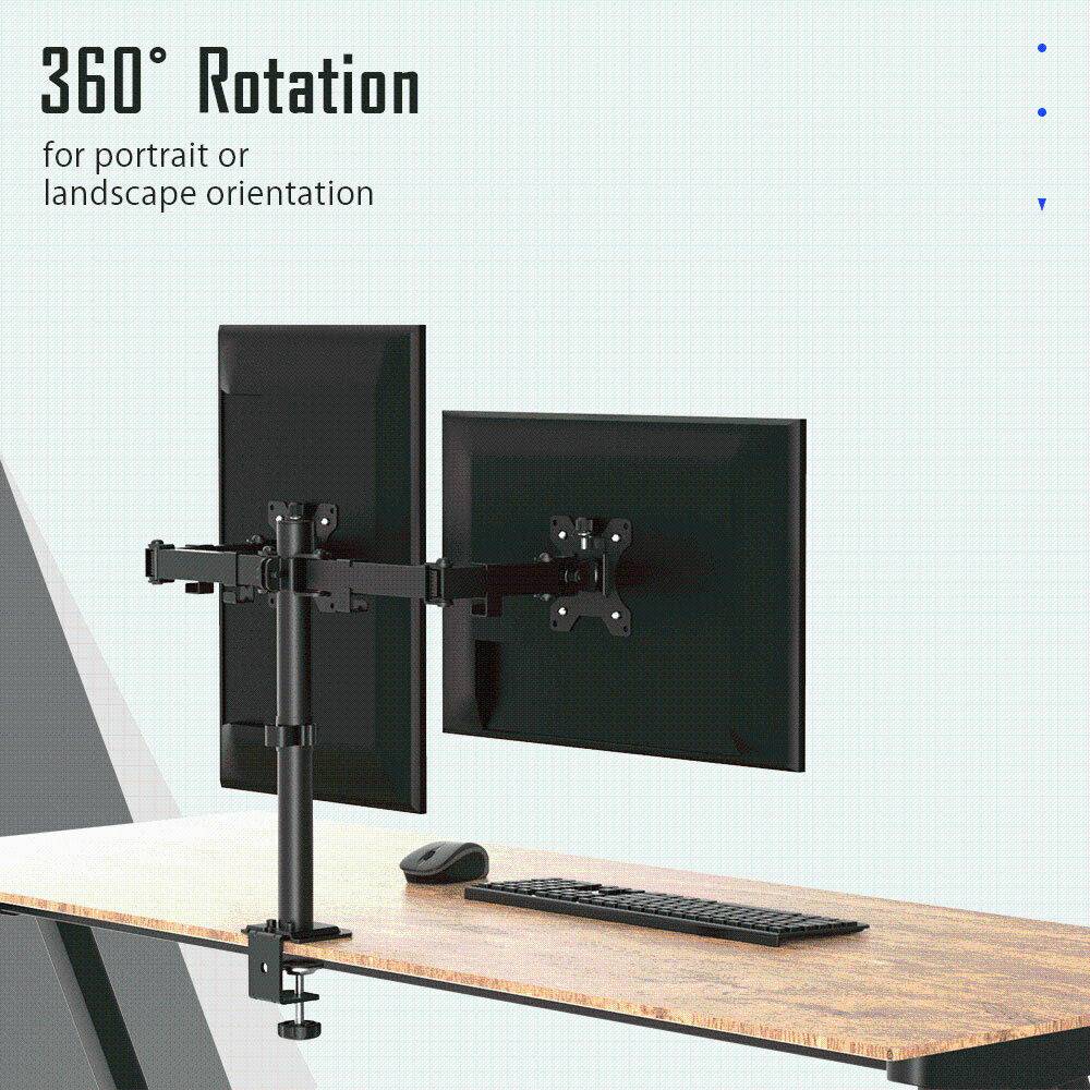 Dual LCD / LED Monitor Desk Mount Stand Heavy Duty Fully Adjustable fits 2 Screens up to 27&quot;