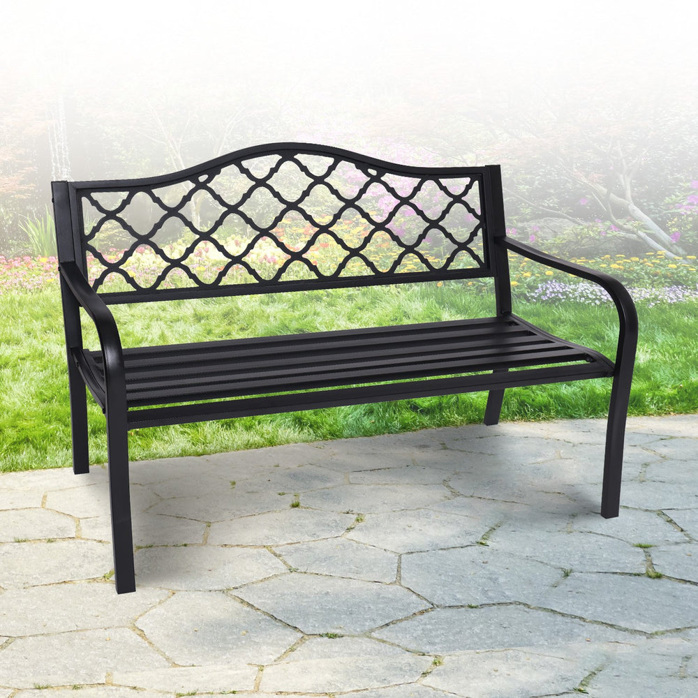 Wallaroo Steel Outdoor Garden Bench - Elegant