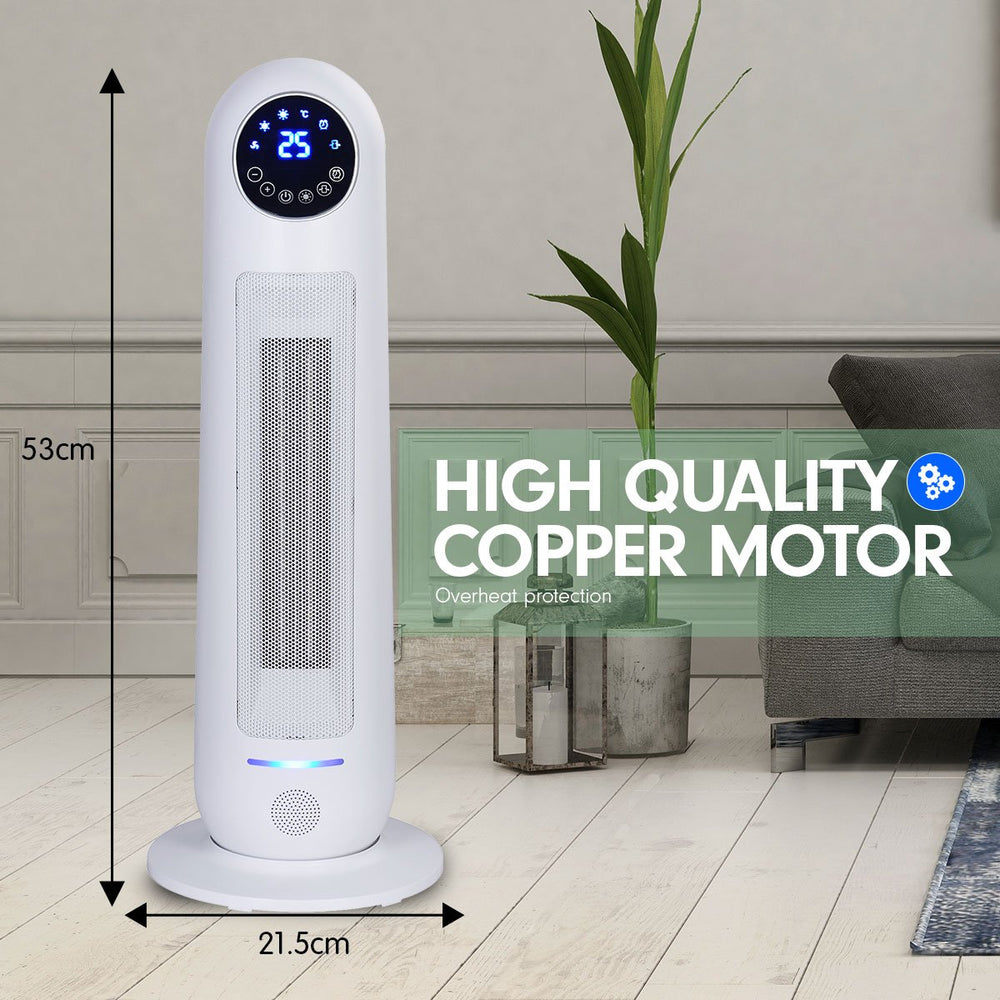 Pronti Electric Tower Heater 2200W with Remote Control - White