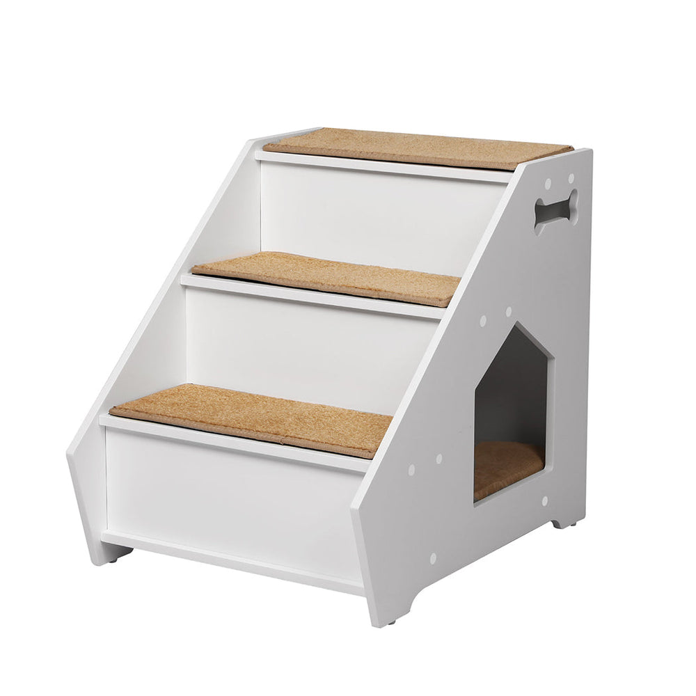 PaWz Wooden Dog Ramp Stairs Steps For Bed Pet Calming Kennel Non-Slip White