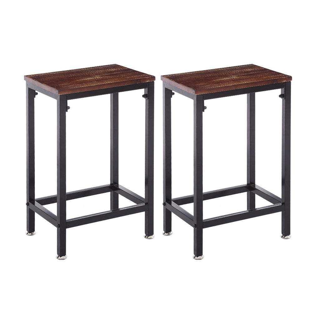 Levede 2x Industrial Bar Stools Wooden Kitchen Barstools Dining Chair Vintage