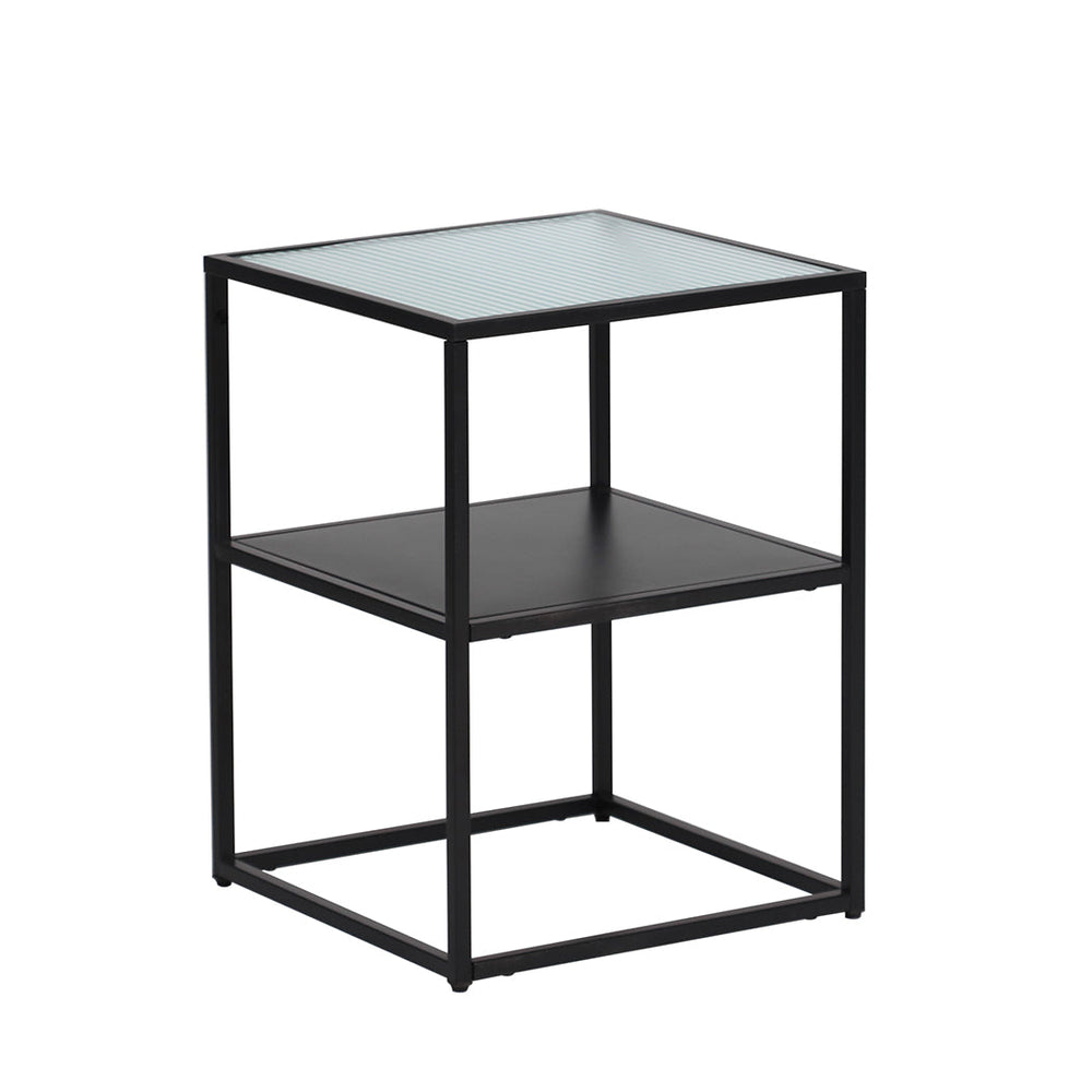 Levede Side Table Open Design Steel Home Shelf Safety Glass End Table Modern