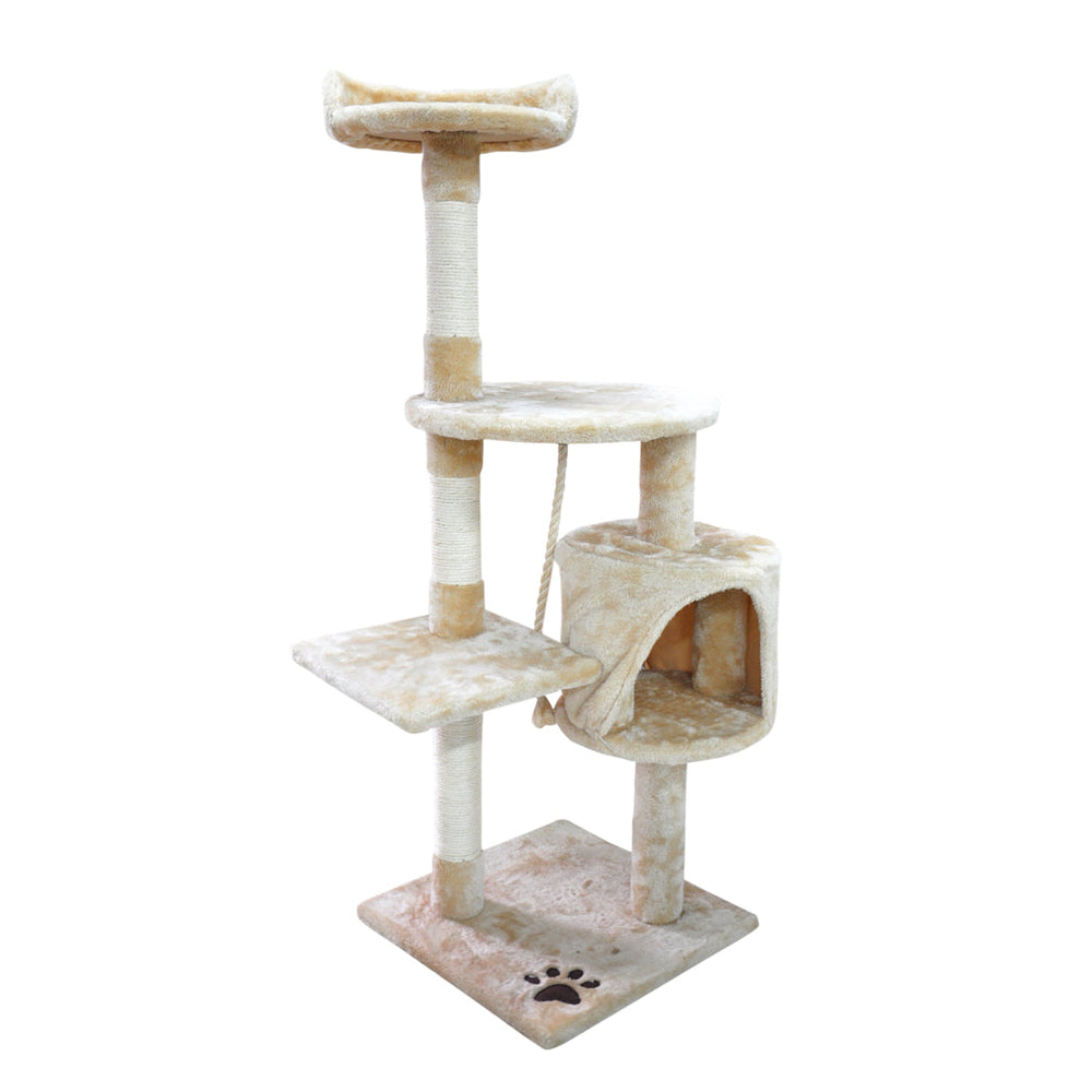 PaWz Cat Tree Scratching Post Scratcher Furniture Condo Tower Trees Cream 115cm